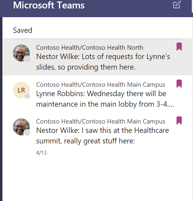 Looking for saved content in Microsoft Teams